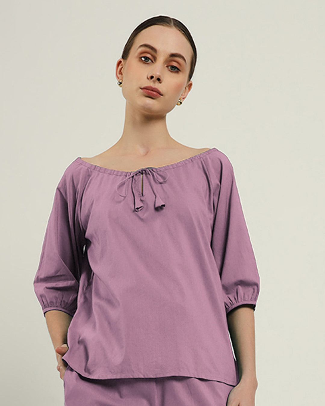 Effortless BowtNeck Purple Swirl Top (Without Bottoms)