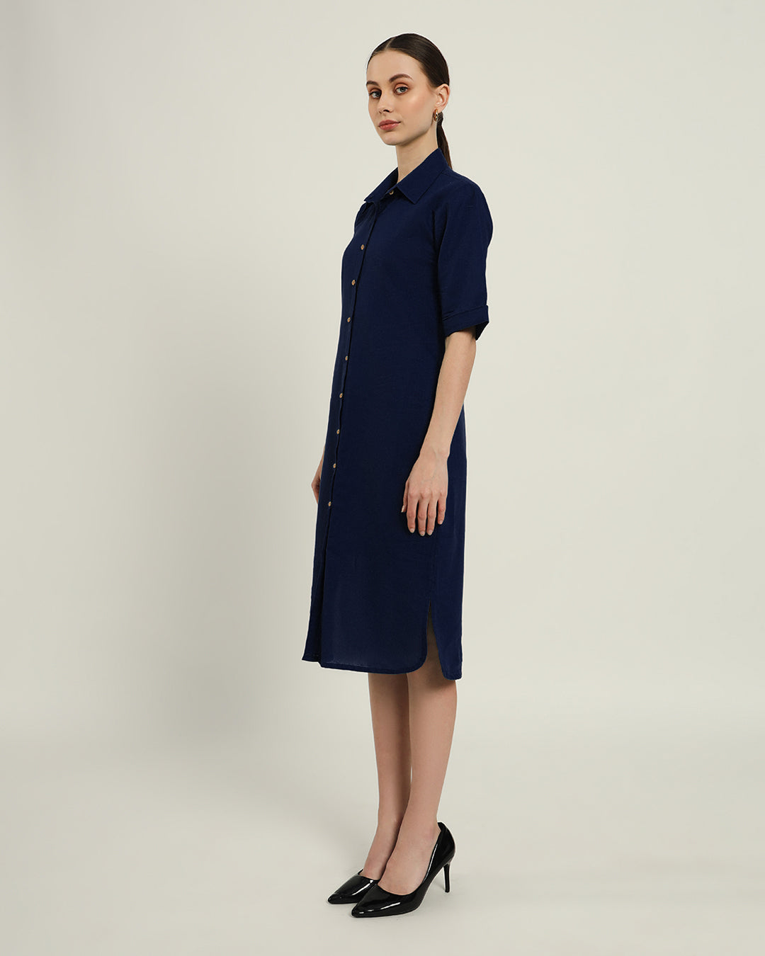 The Tampa Daisy Midnight Blue Linen Dress