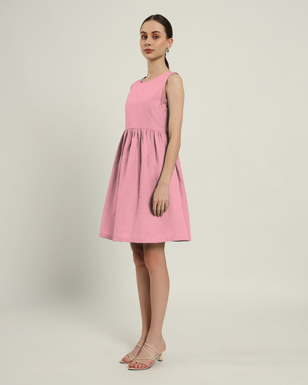 The Chania Fondant Pink Cotton Dress