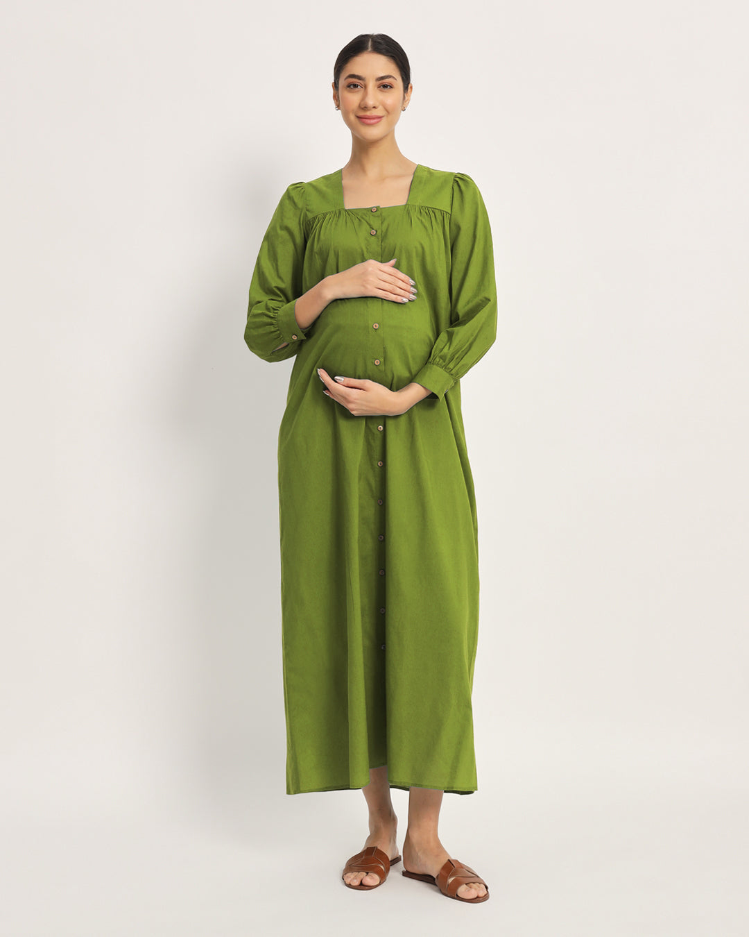 Sage Green Blossom Maternity & Nursing Dress