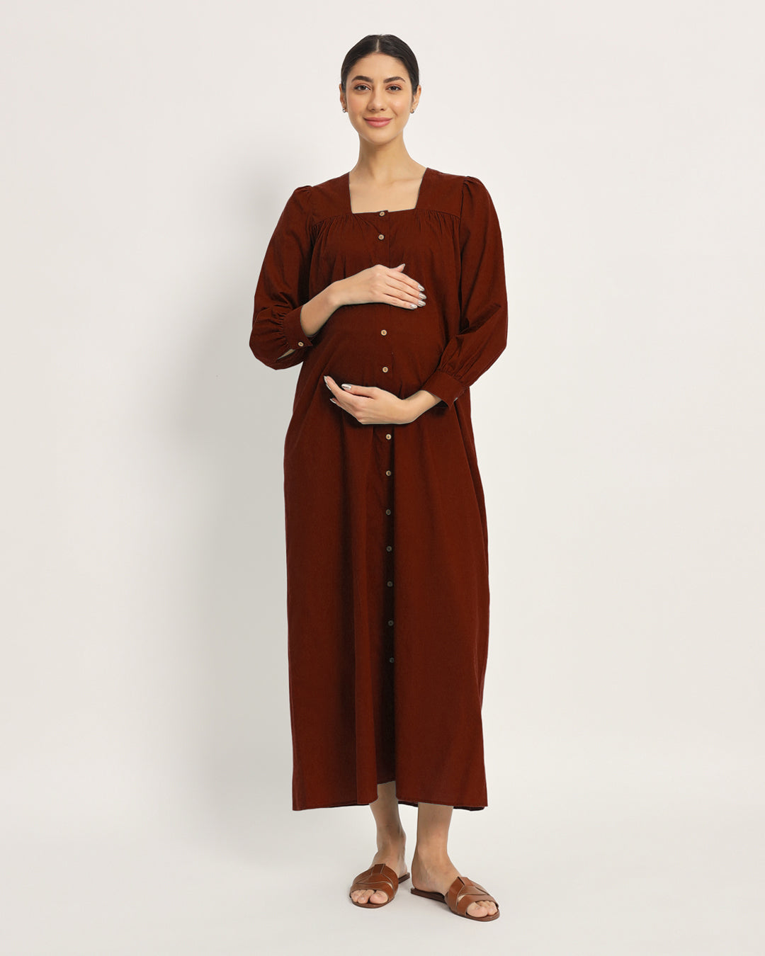 Russet Red Belly Blossom Maternity & Nursing Dress