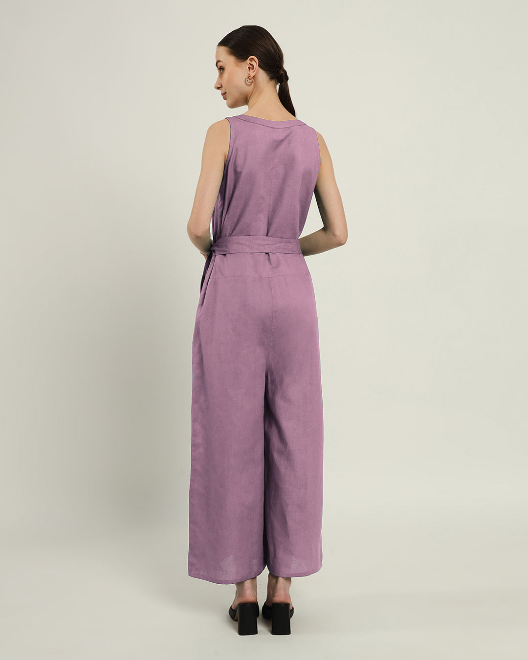 Purple Swirl Run The Show V Neck Button Down Jumpsuit