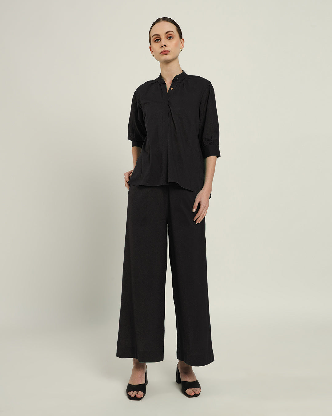 Pants Matching Set- Black Button Down