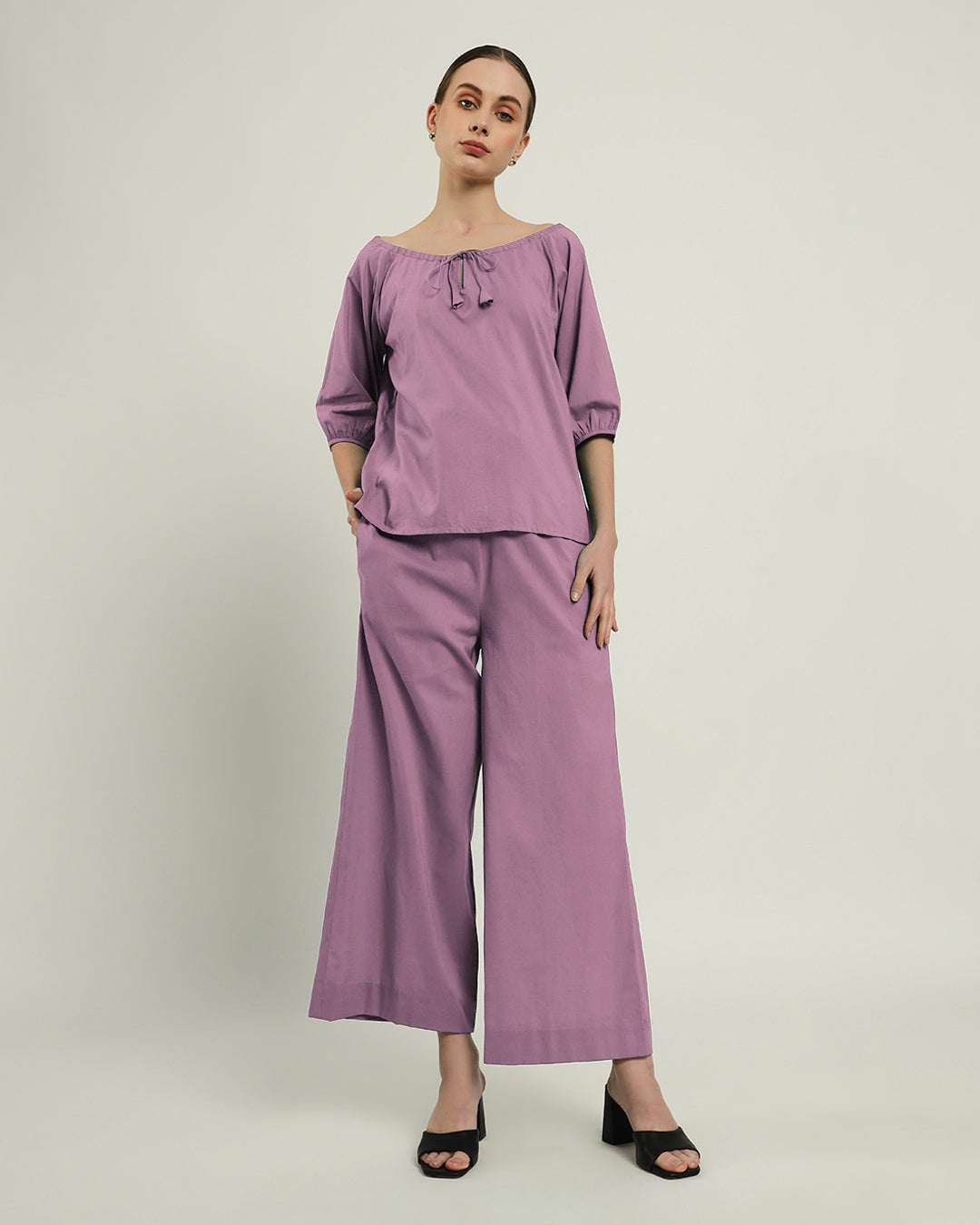 Effortless BowtNeck Purple Swirl Top (Without Bottoms)