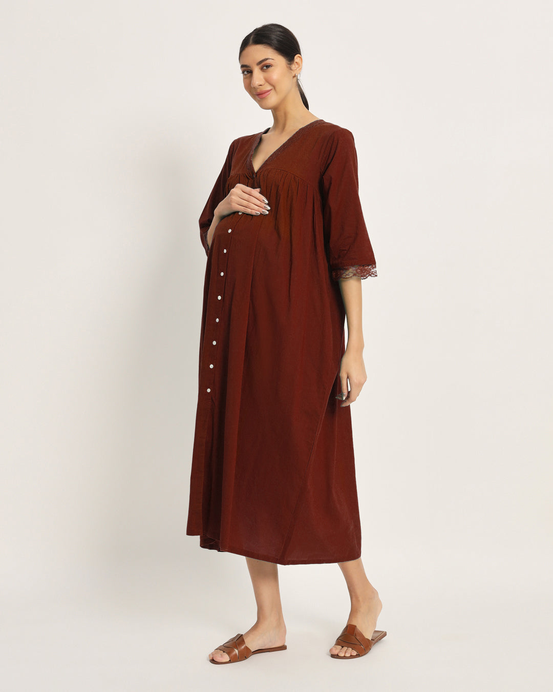 Russet Red Preggo & Posh Maternity & Nursing Dress