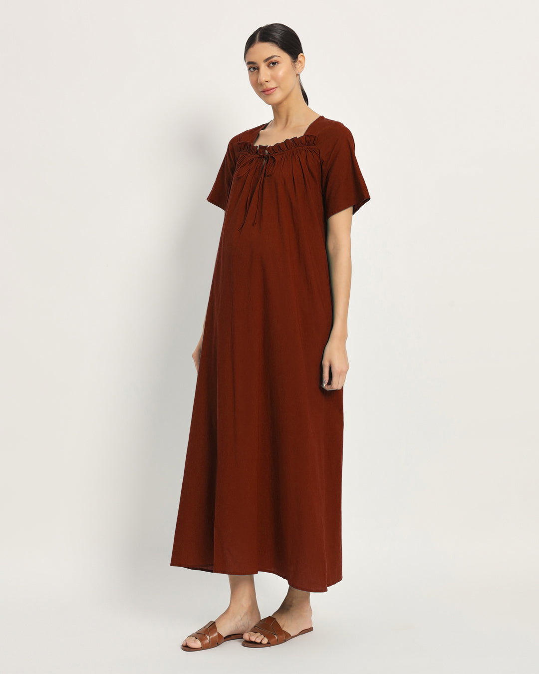 Russet Red Mama's Glow Maternity & Nursing Dress