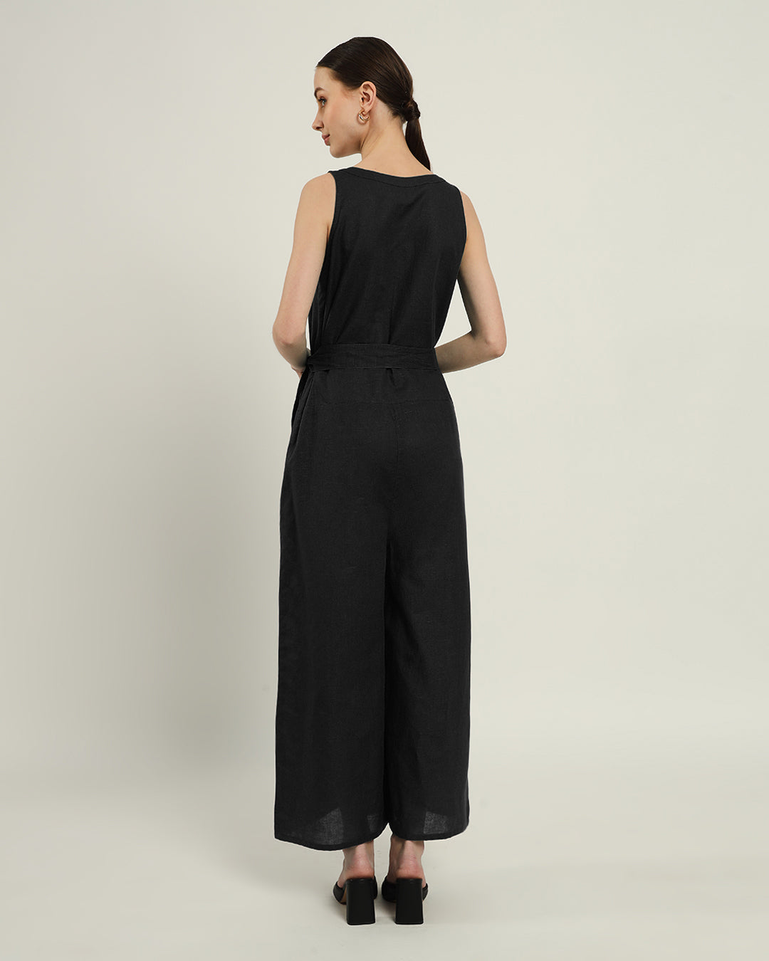 Noir Run The Show V Neck Button Down Jumpsuit