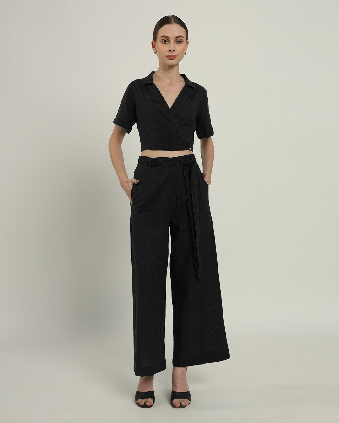 Pants Matching Set- Noir Lapel Collar