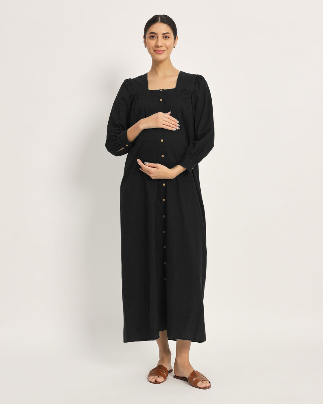 Classic Black Belly Blossom Maternity & Nursing Dress