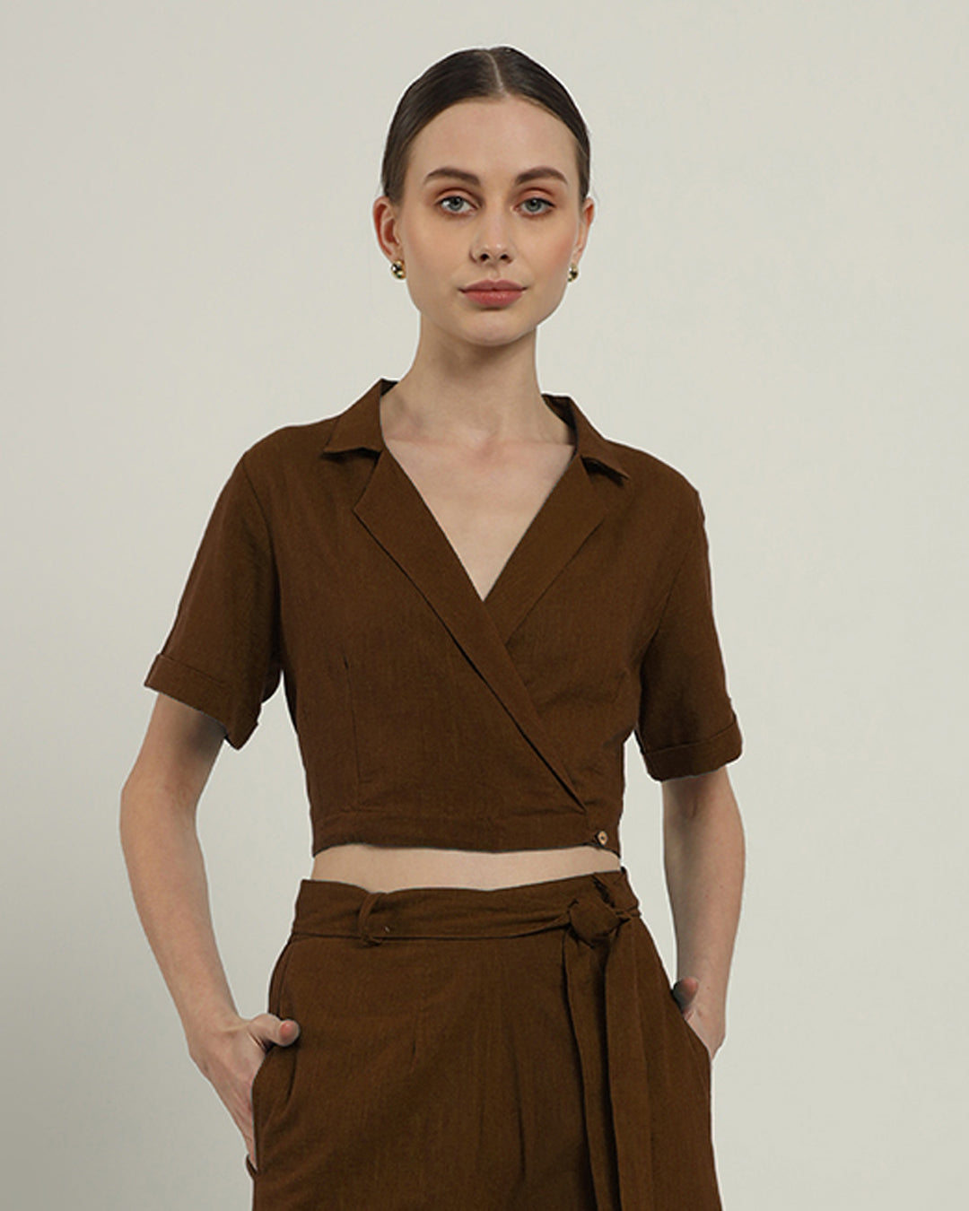 Nutshell Lapel Collar Solid Top (Without Bottoms)
