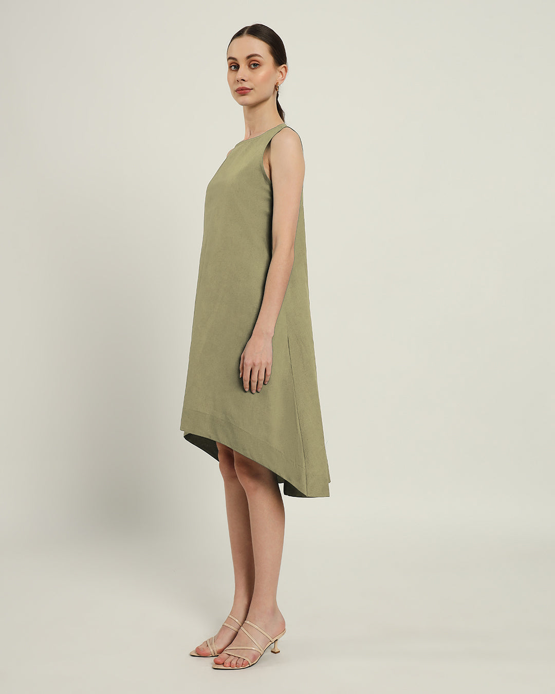 The Odesa Daisy Olive Linen Dress