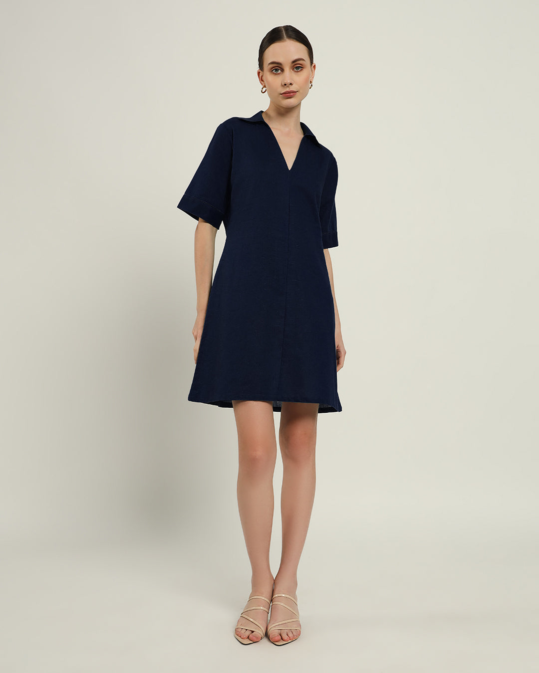 The Ermont Daisy Midnight Blue Linen Dress