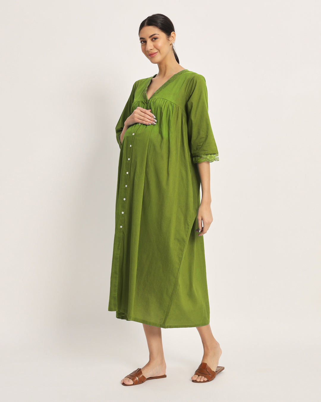 Sage Green Preggo & Posh Maternity & Nursing Dress