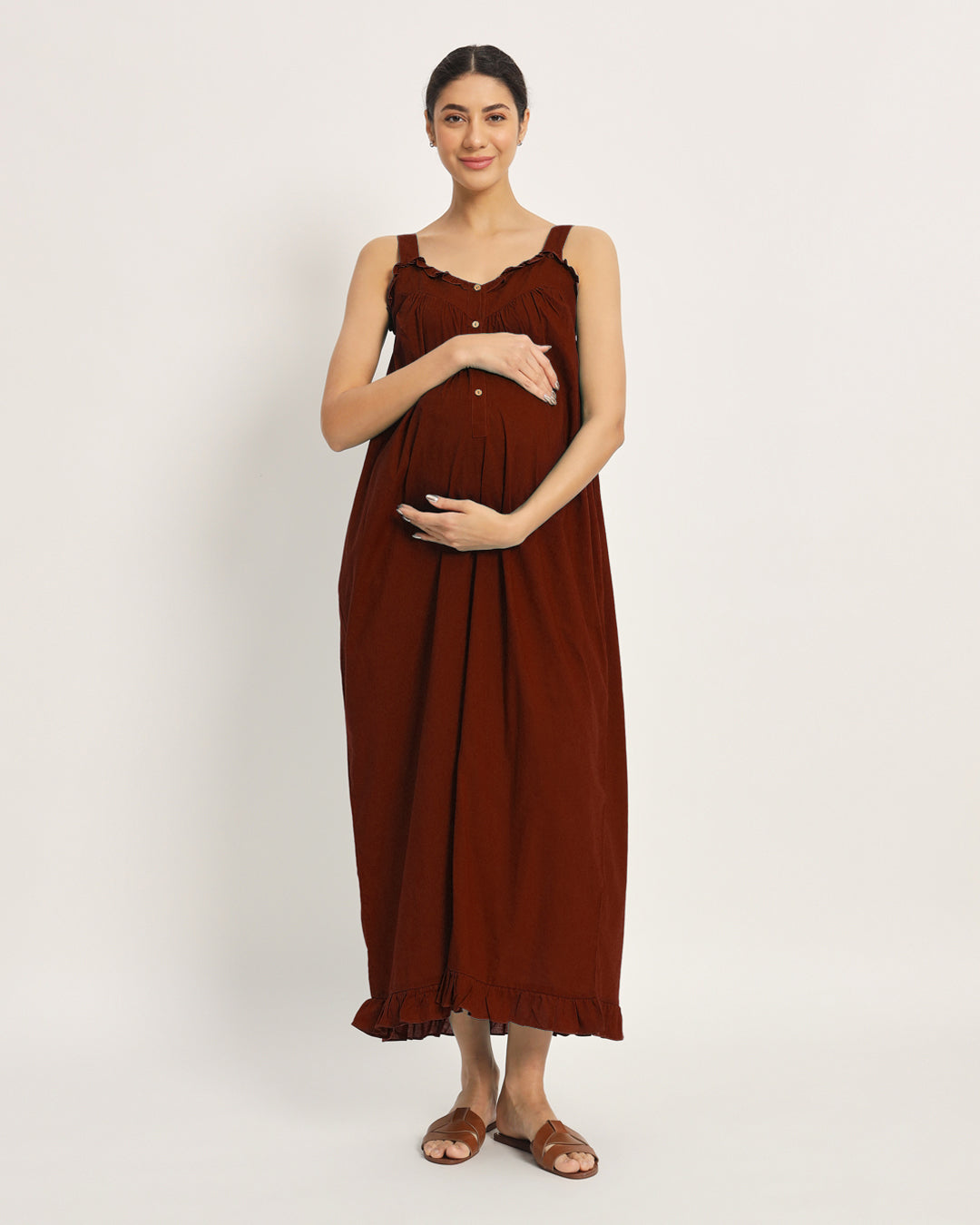 Russet Red Preggo Pretty Maternity & Nursing Dress