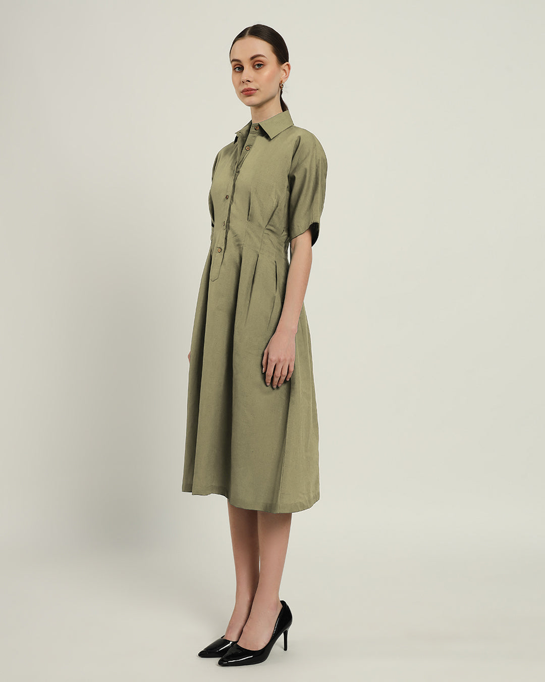 The Salford Daisy Olive Linen Dress
