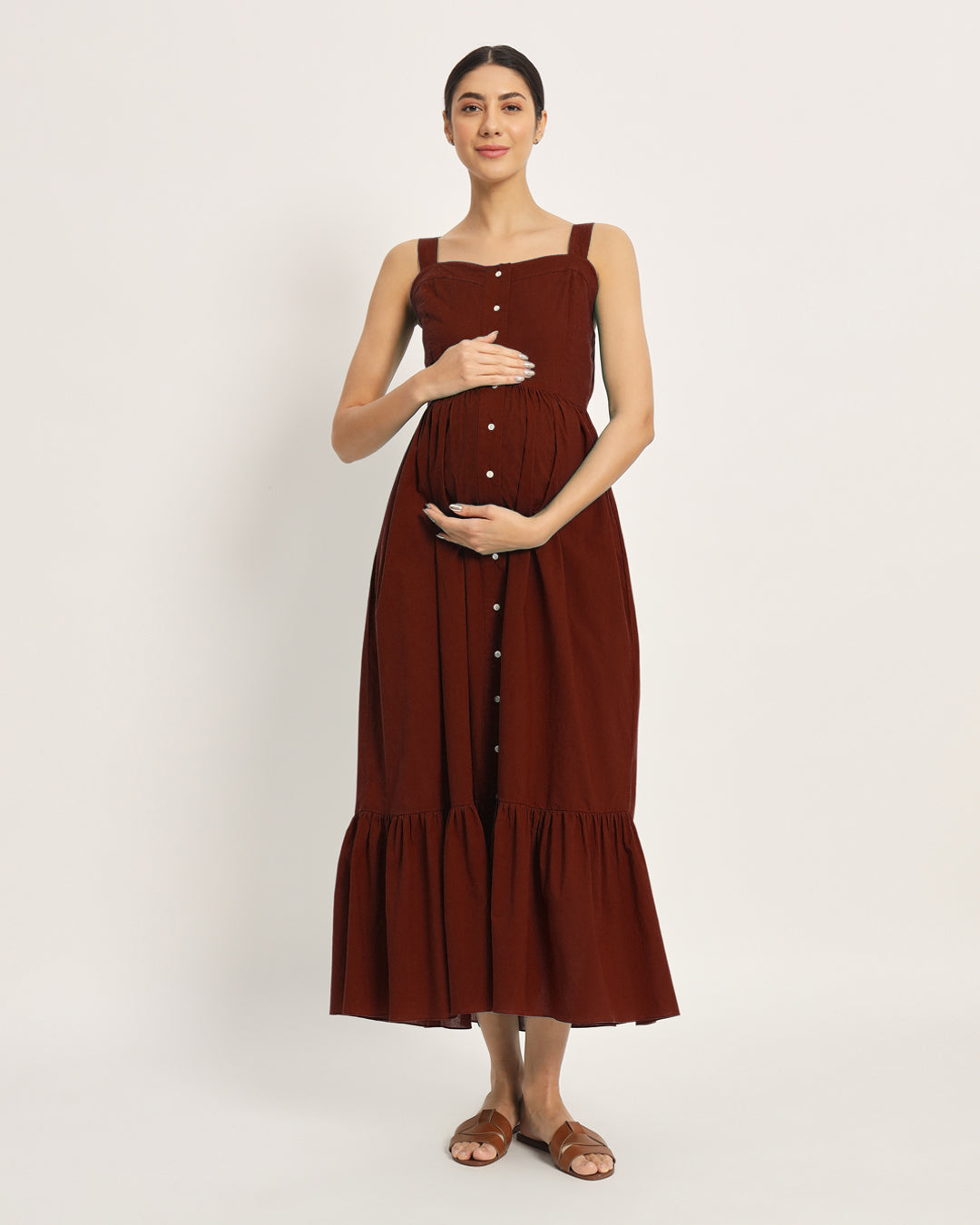 Russet Red Mama Modish Maternity & Nursing Dress