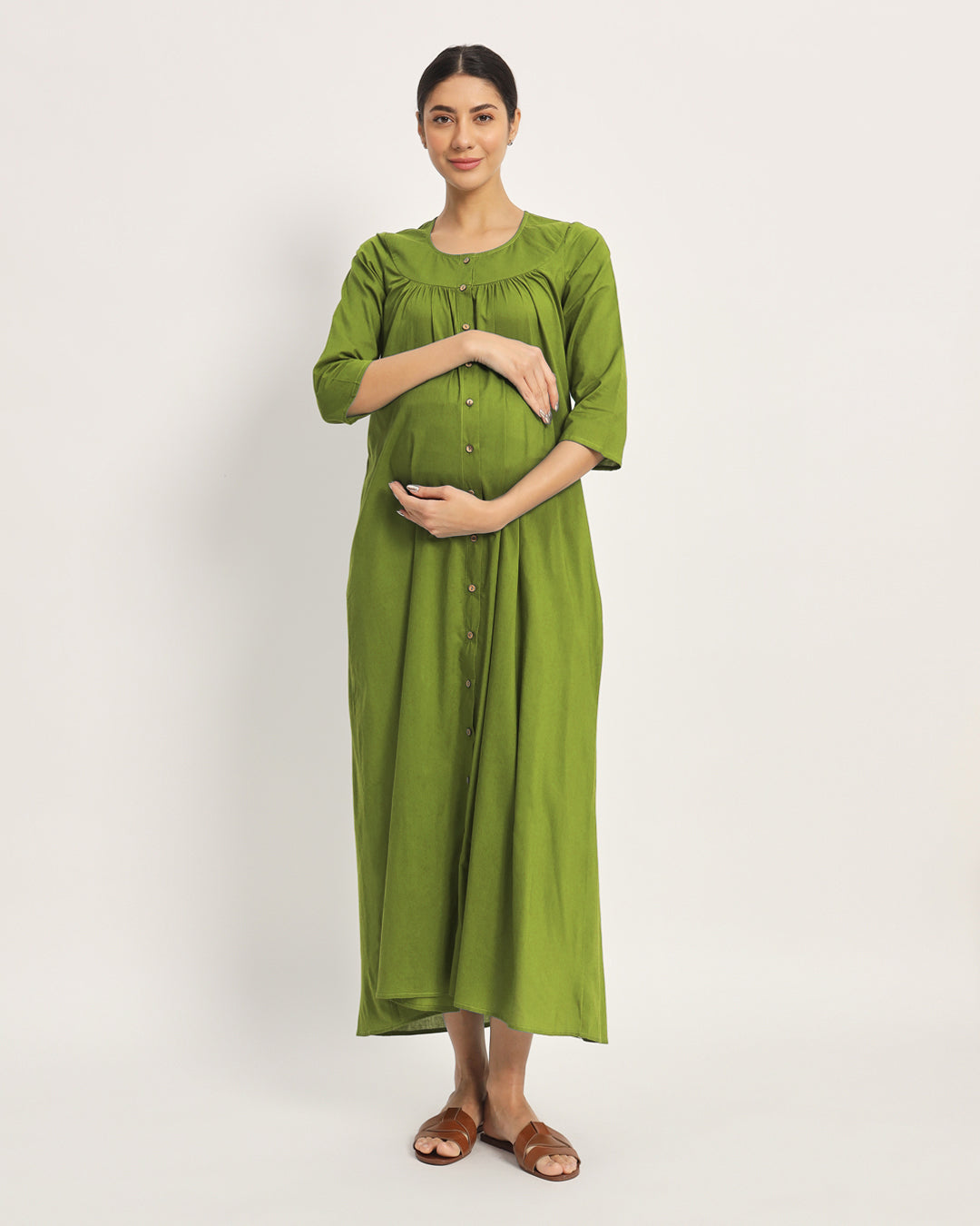 Sage Green Mommy Glow Maternity & Nursing Dress