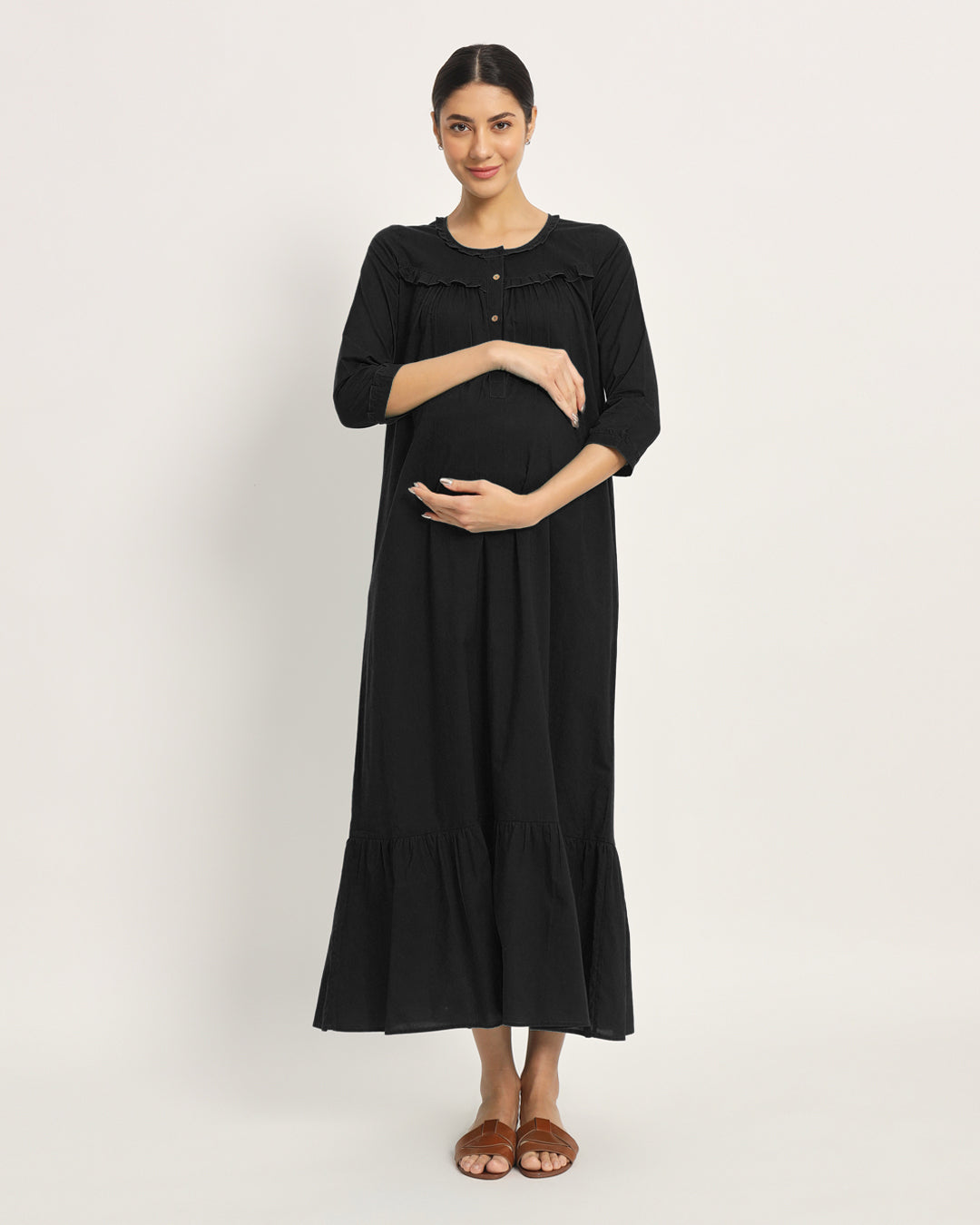 Classic Black Bella Mama Maternity & Nursing Dress