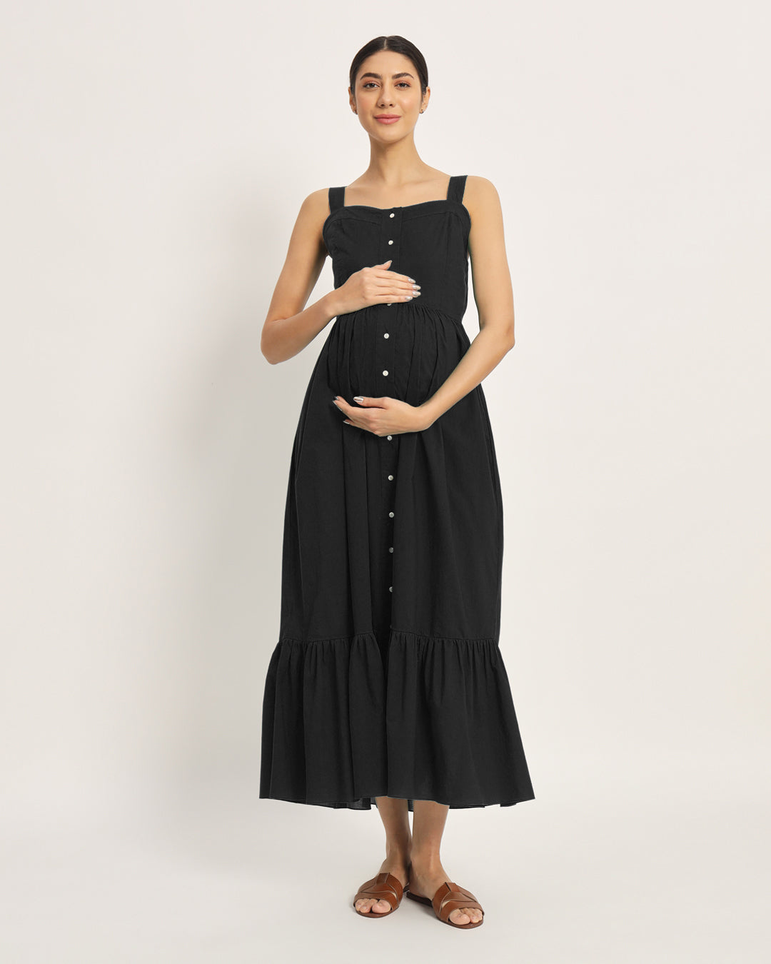 Classic Black Mama Modish Maternity & Nursing Dress