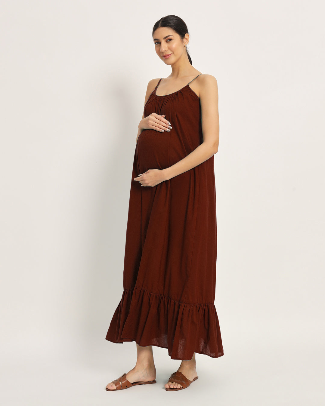 Russet Red Belly Laugh Maternity & Nursing Dress