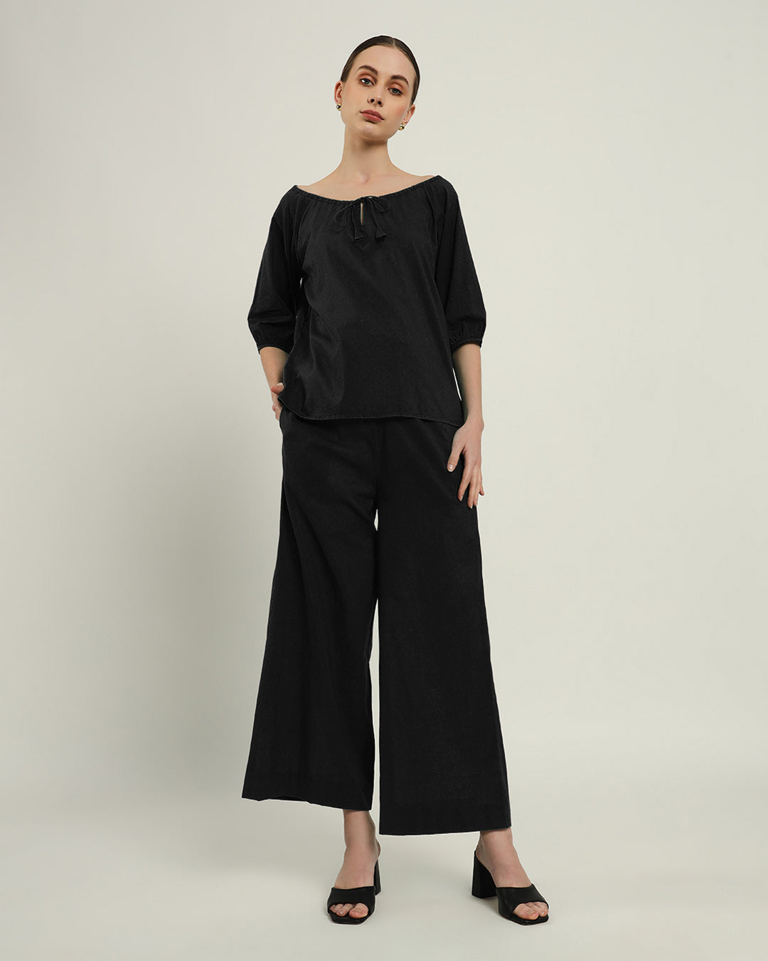 Pants Matching Set- Noir Effortless BowtNeck