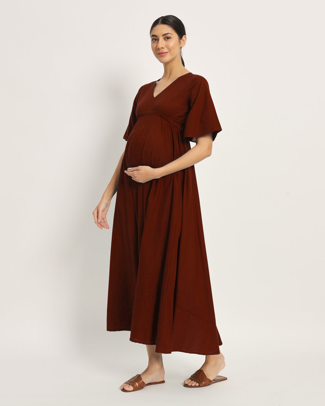 Russet Red Life Bloom Maternity & Nursing Dress