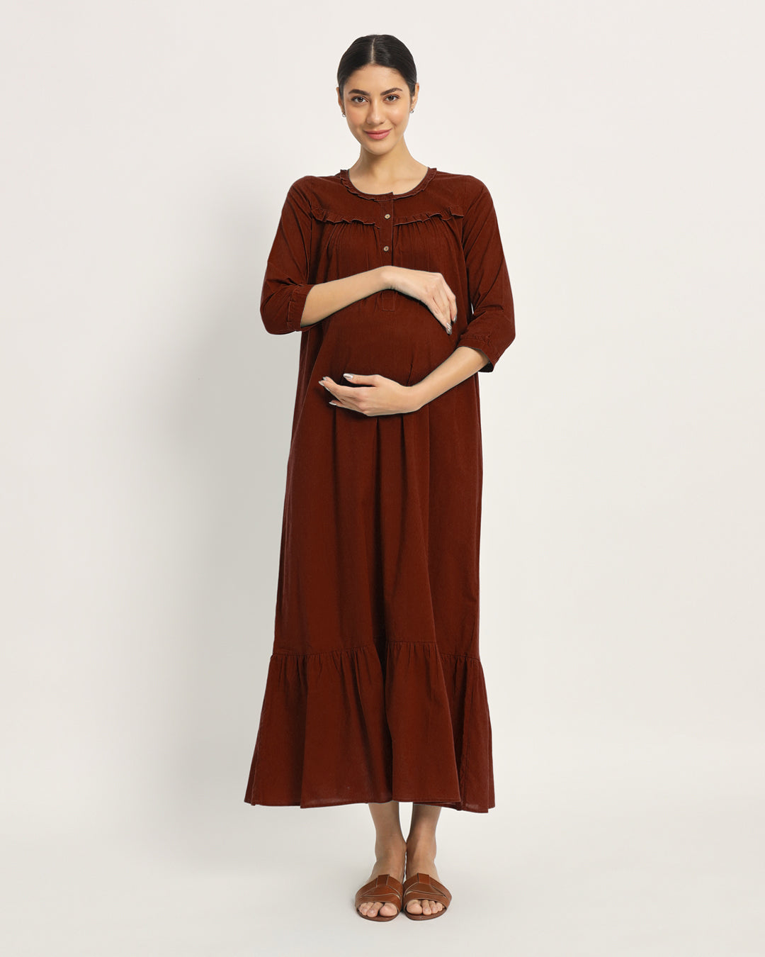 Russet Red Bella Mama Maternity & Nursing Dress