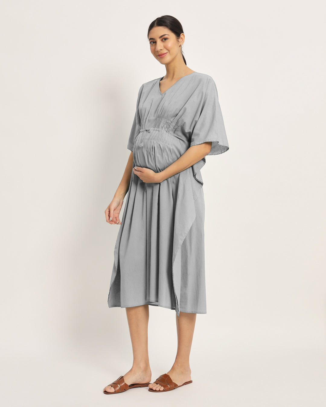 Iced Grey Mommy Mode Maternity & Nursing Dress