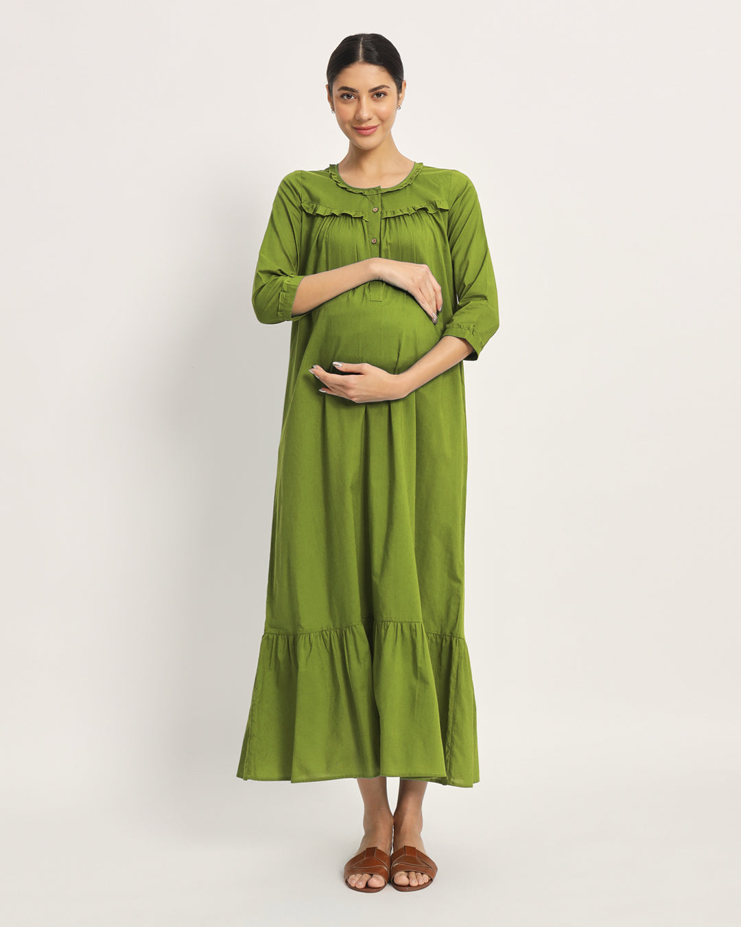 Sage Green Bella Mama Maternity & Nursing Dress