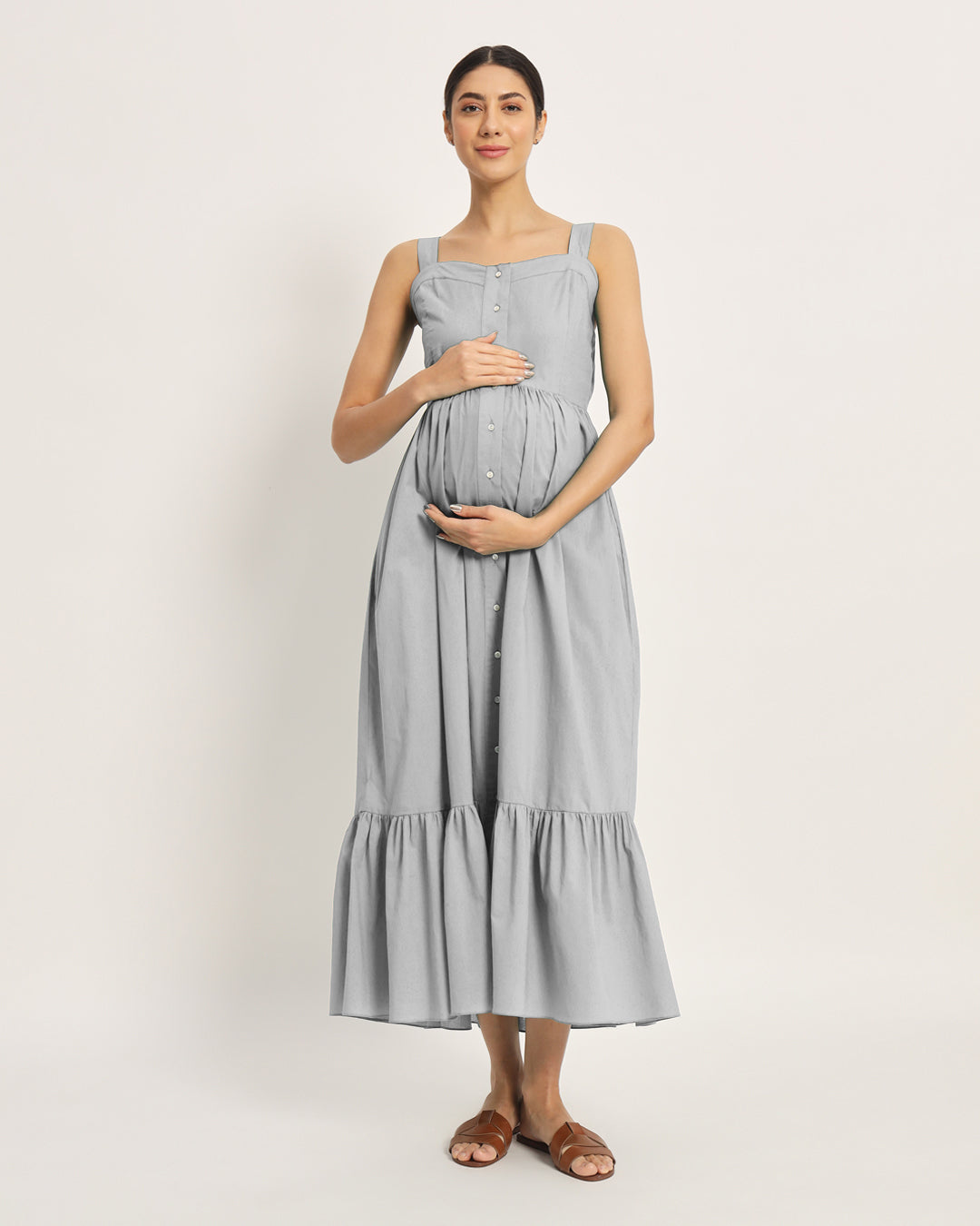 Iced Grey Mama Modish Maternity & Nursing Dress