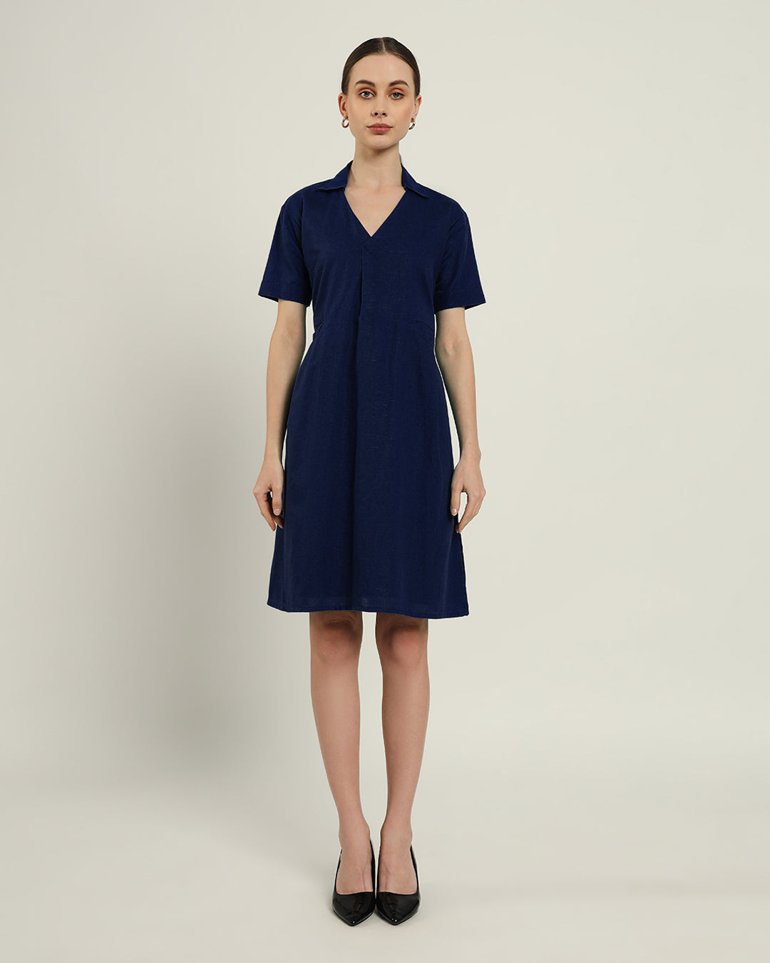 The Lancaster Daisy Midnight Blue Linen Dress