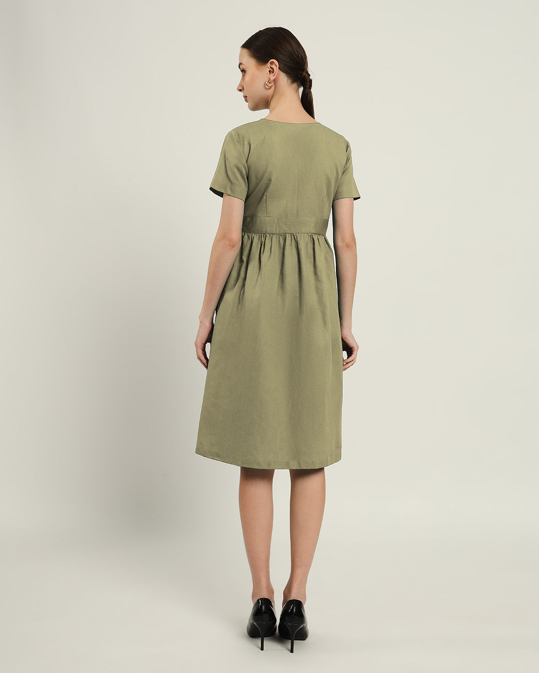 The Miyoshi Daisy Olive Linen Dress