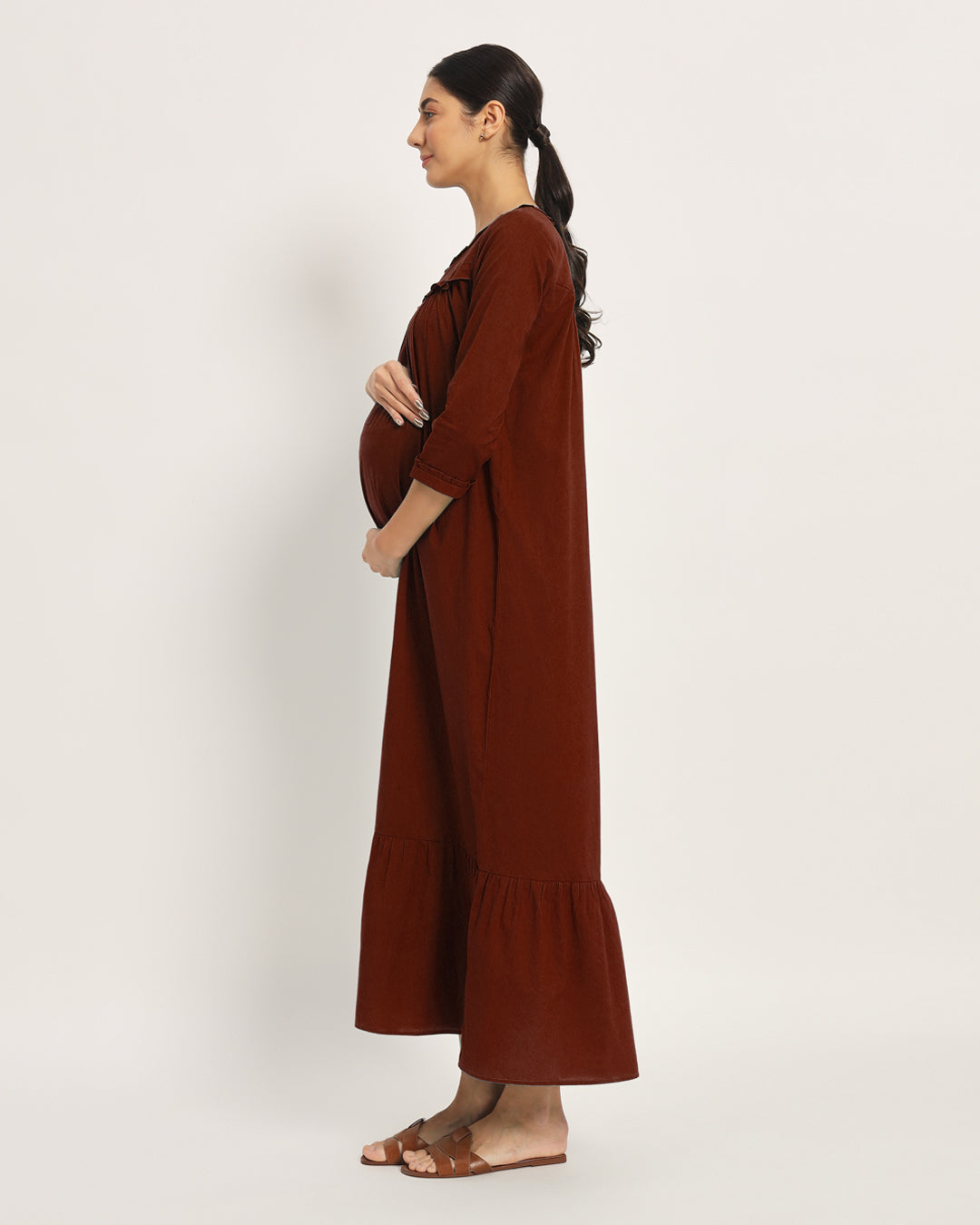 Russet Red Bella Mama Maternity & Nursing Dress