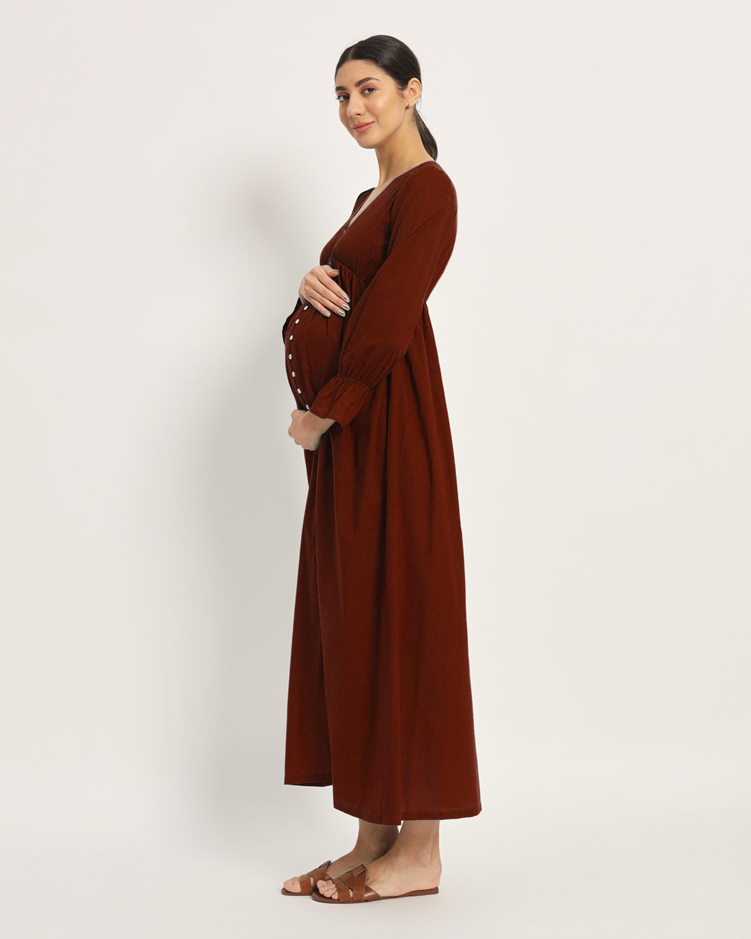 Russet Red Glowing Bellies Maternity & Nursing Dress