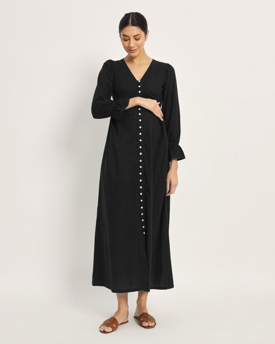 Classic Black Glowing Bellies Maternity & Nursing Dress