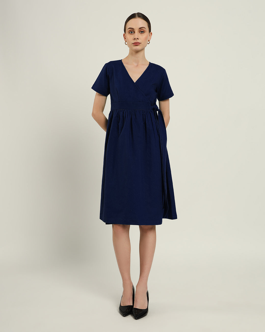 The Miyoshi Daisy Midnight Blue Linen Dress
