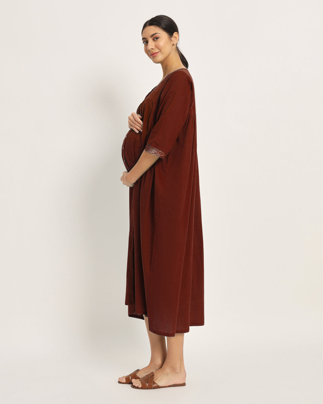 Russet Red Preggo & Posh Maternity & Nursing Dress