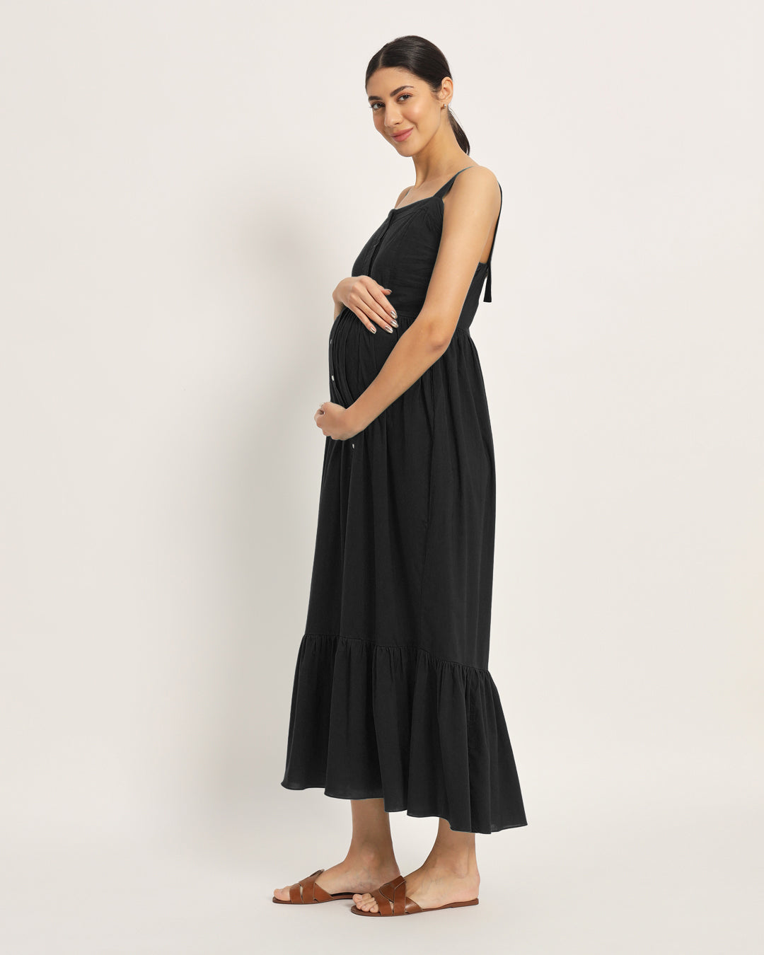 Classic Black Mama Modish Maternity & Nursing Dress