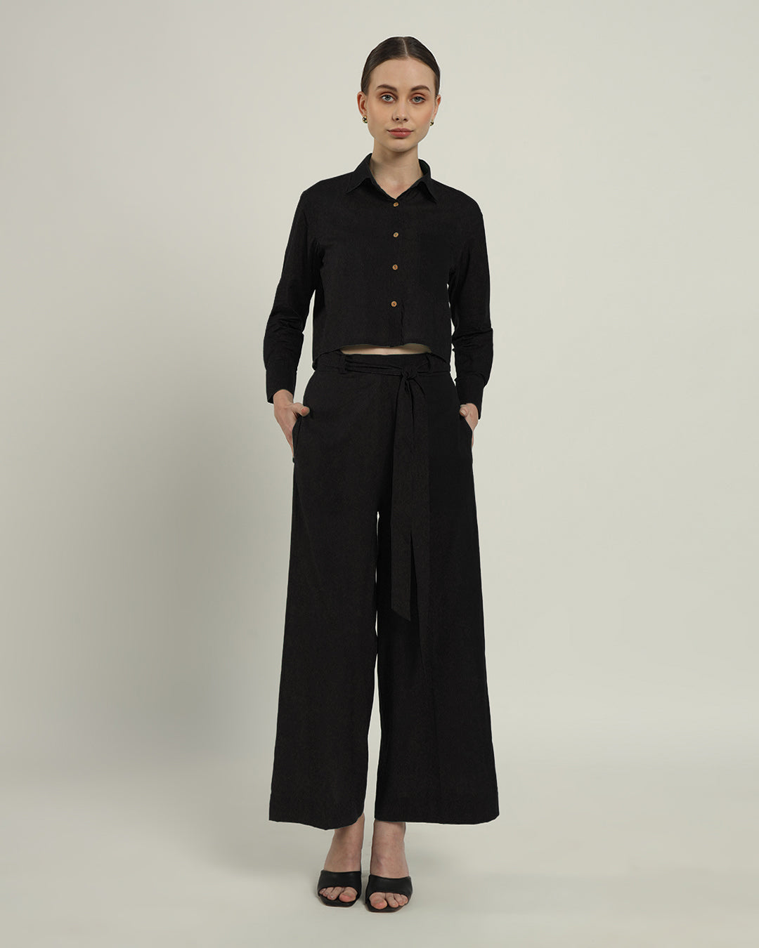 Pants Matching Set- Black Knot & Crop