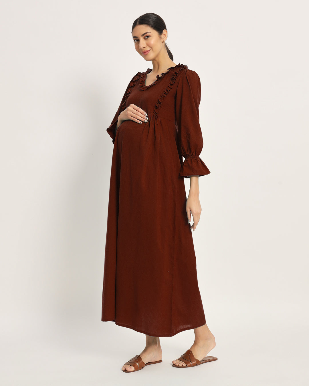 Russet Red Functional Flow Maternity & Nursing Dress