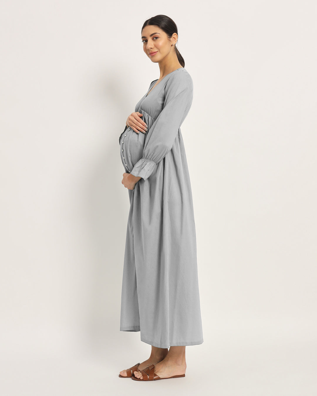 Iced Grey Glowing Bellies Maternity & Nursing Dress