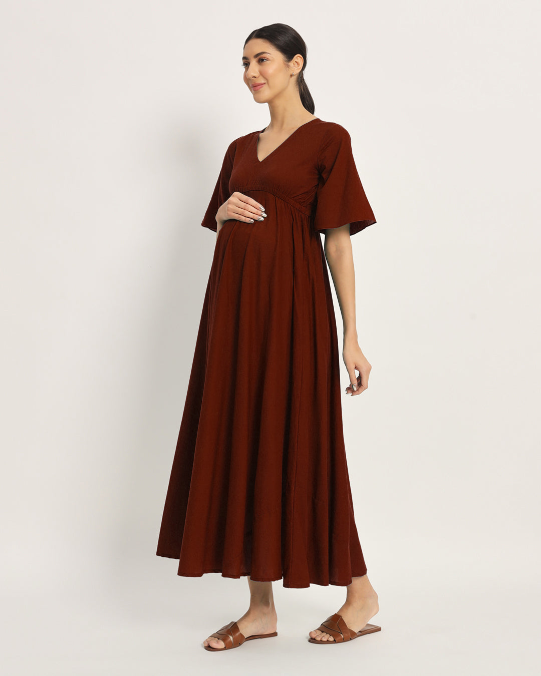 Russet Red Life Bloom Maternity & Nursing Dress