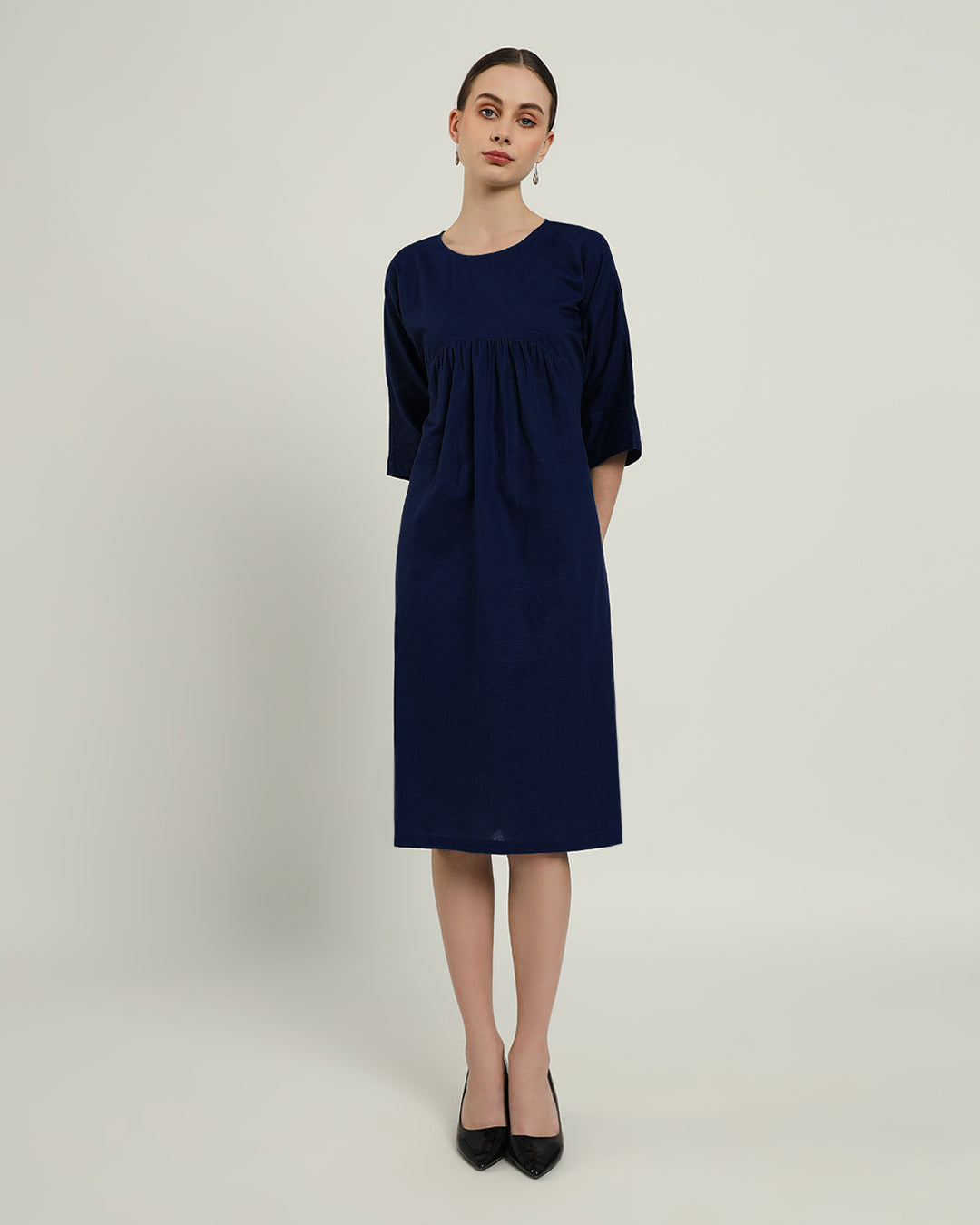 The Monrovia Daisy Midnight Blue Linen Dress