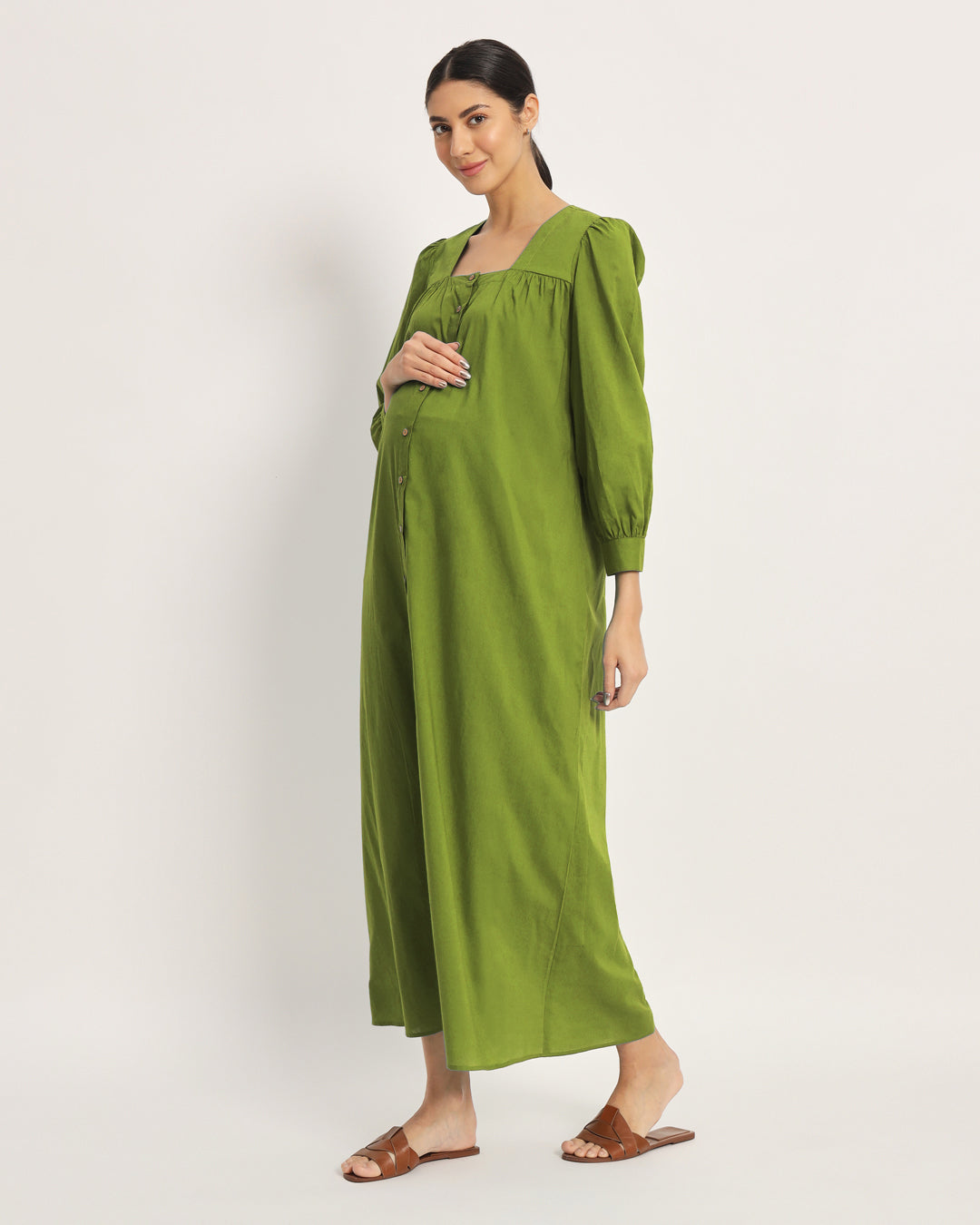 Sage Green Blossom Maternity & Nursing Dress