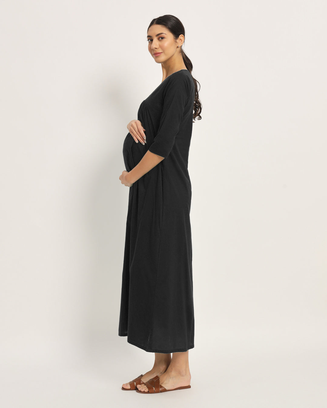 Classic Black Bump Comfort Maternity & Nursing Dress