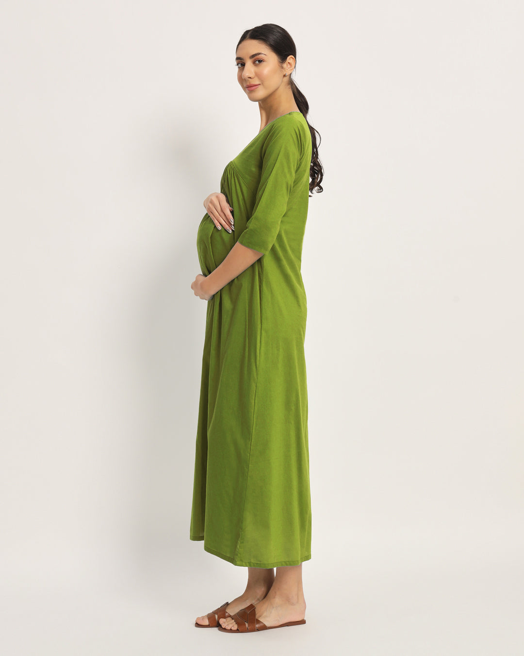 Sage Green Bump Comfort Maternity & Nursing Dress