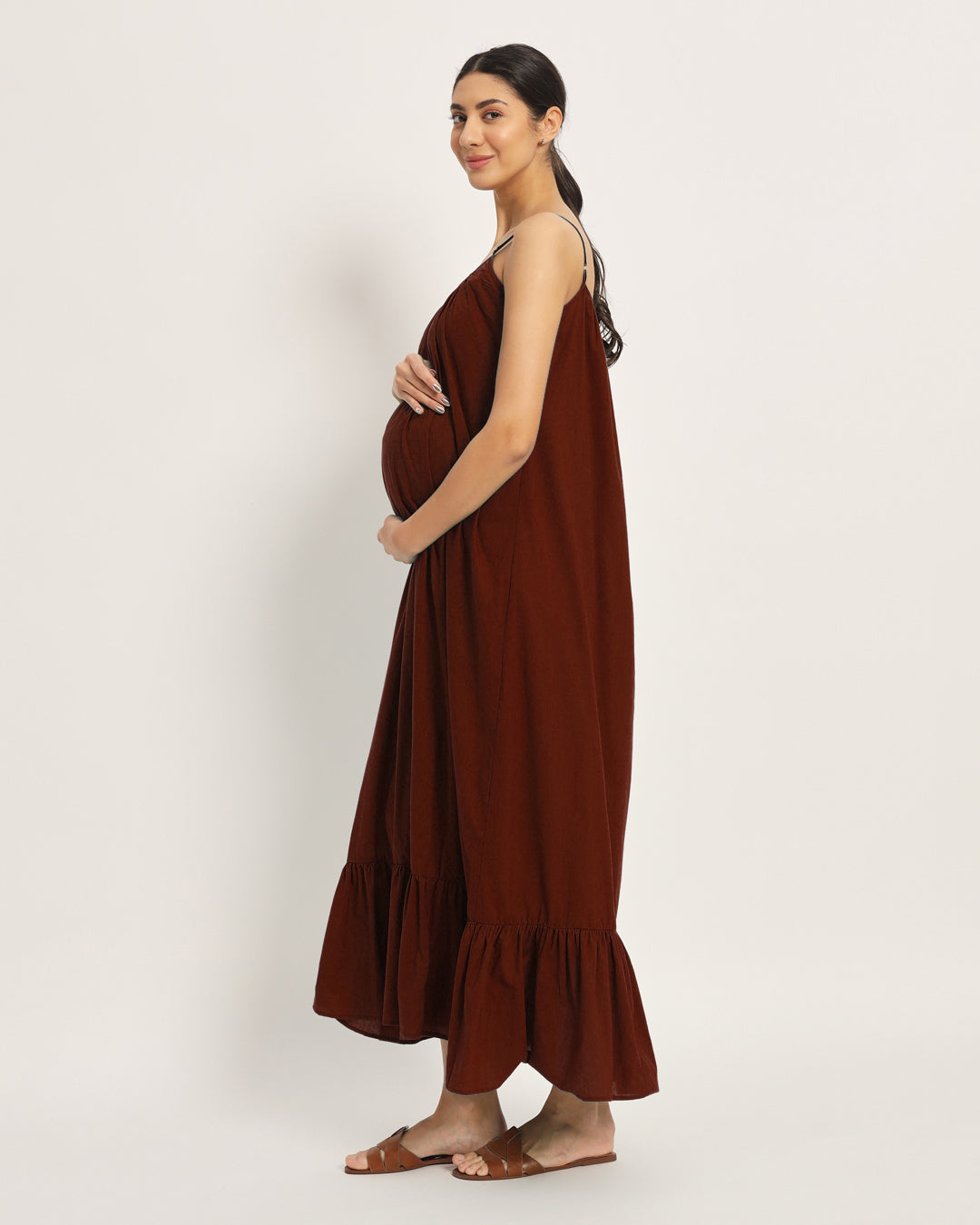 Russet Red Belly Laugh Maternity & Nursing Dress
