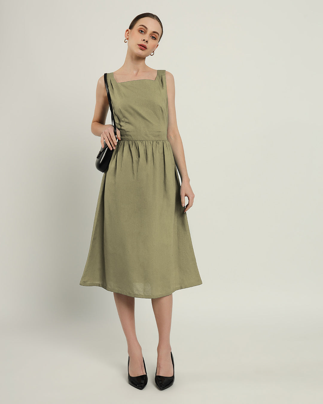 The Mihara Daisy Olive Linen Dress