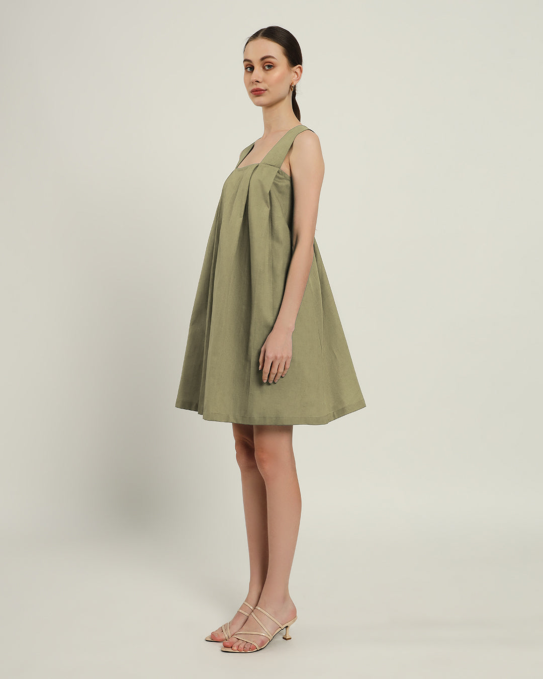 The Larissa Daisy Olive Linen Dress