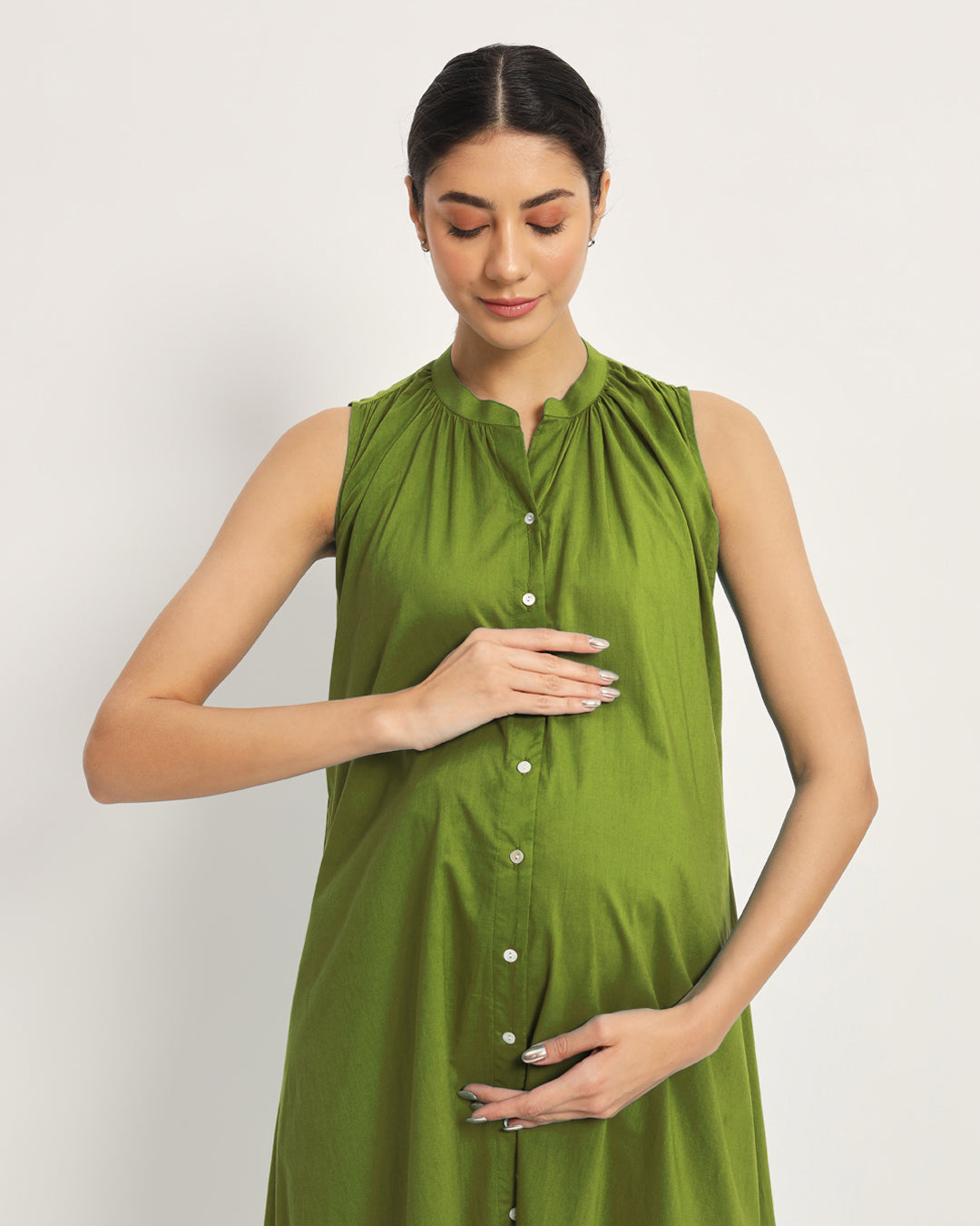 Sage Green Mommy Must-Haves Maternity & Nursing Dress